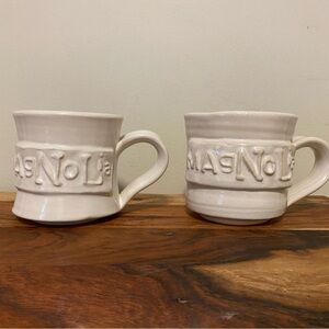 Magnolia Creamy White Ceramic Coffee Mug Set